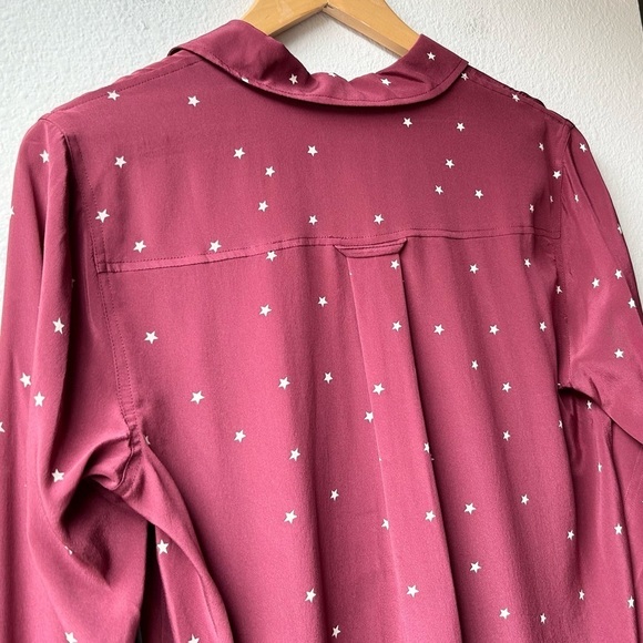 Rails Kate Merlot Twinkle Button Up Silk Collared Long Sleeve Shirt Maroon Sz S - Picture 11 of 16